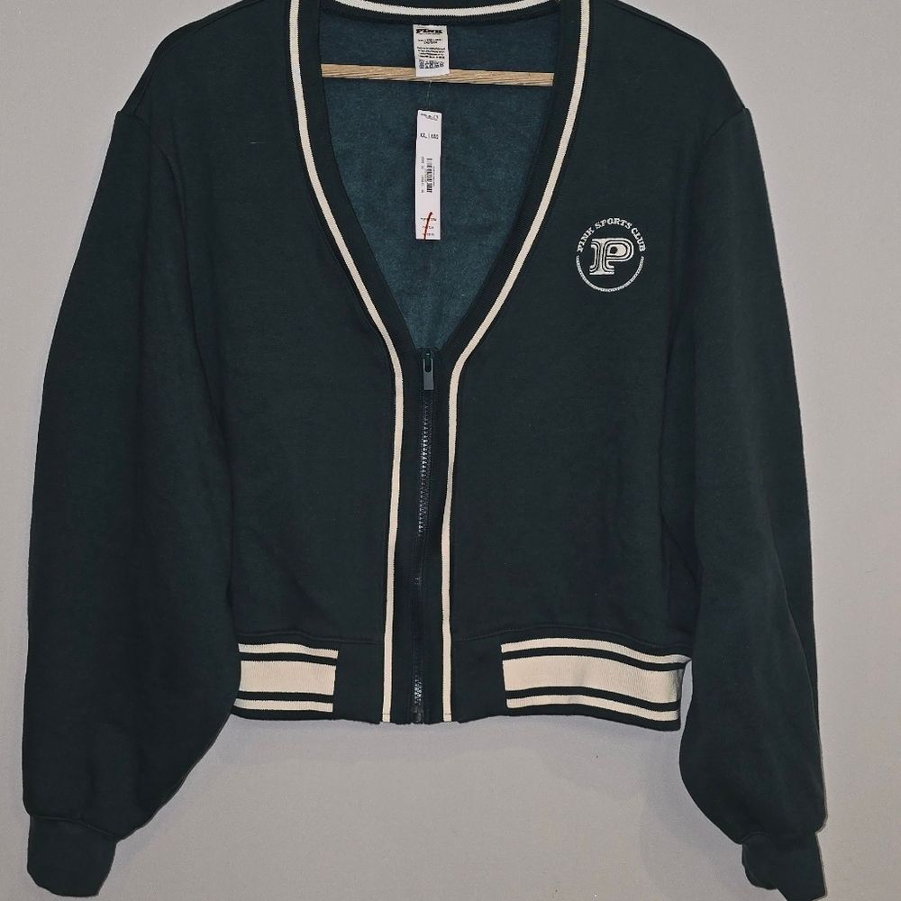 NWT PINK Victoria's Secret Sports Club Varsity Style Full-Zip Jacket Cardigan 2X